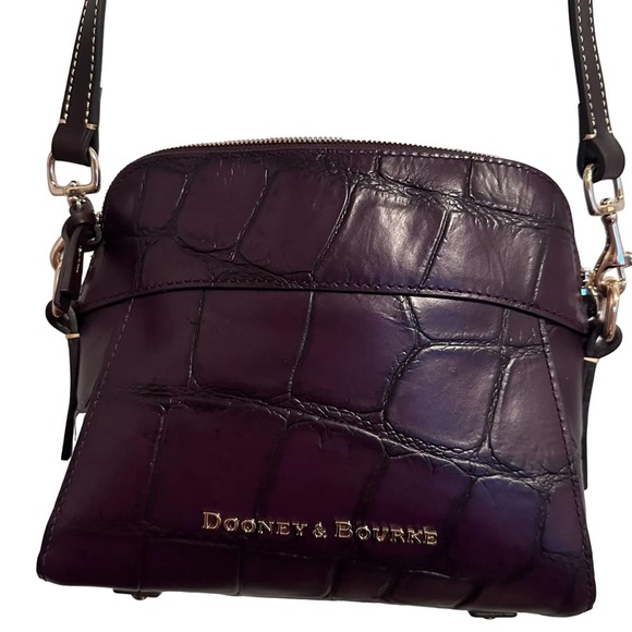 Dooney & Bourke Denison Ruby Croc Embossed Crossbody Leather Wine/Purple - Picture 3 of 11